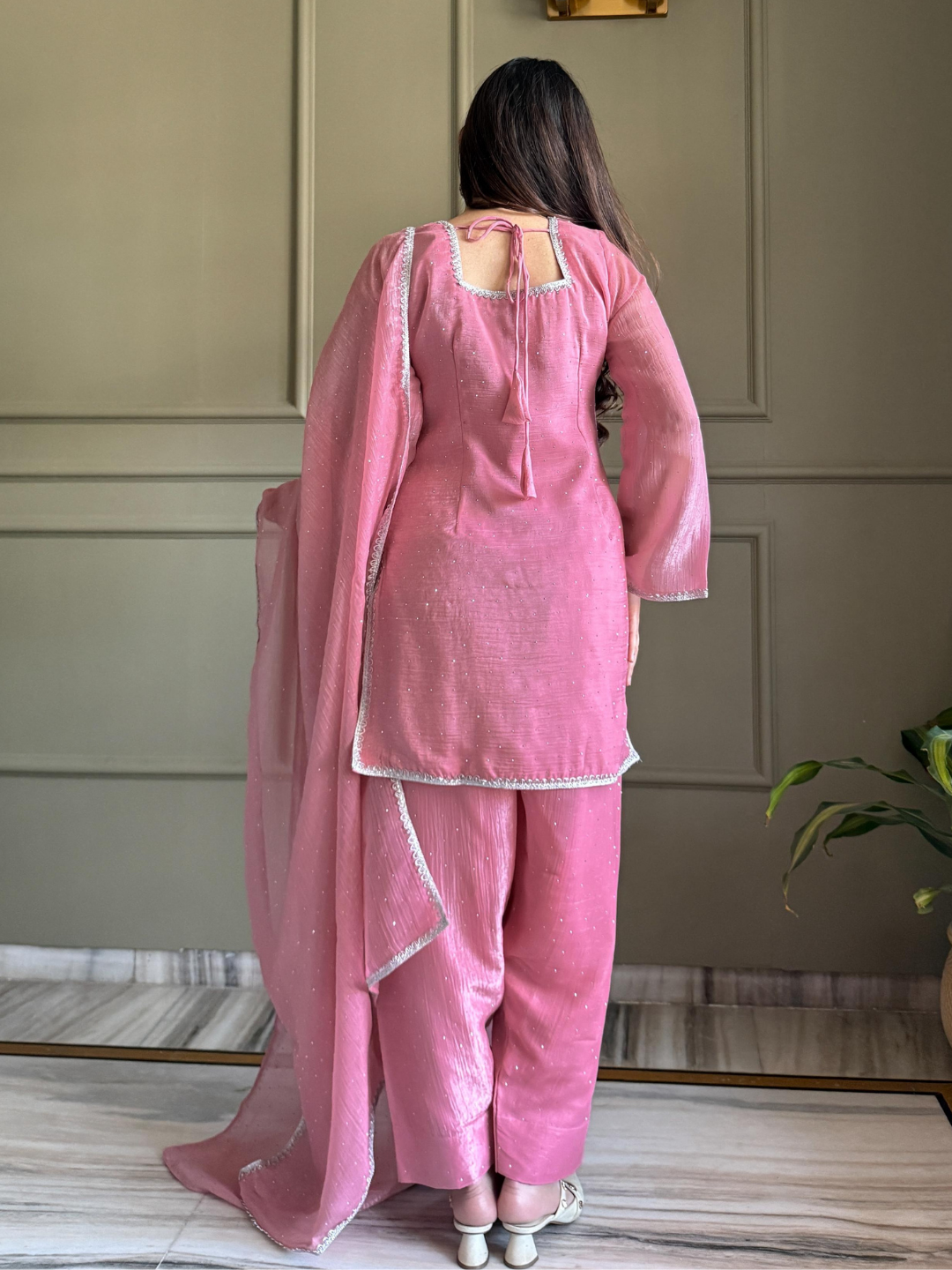 Soft Glam Crunchy Silk Salwar Suit with Diamond Work