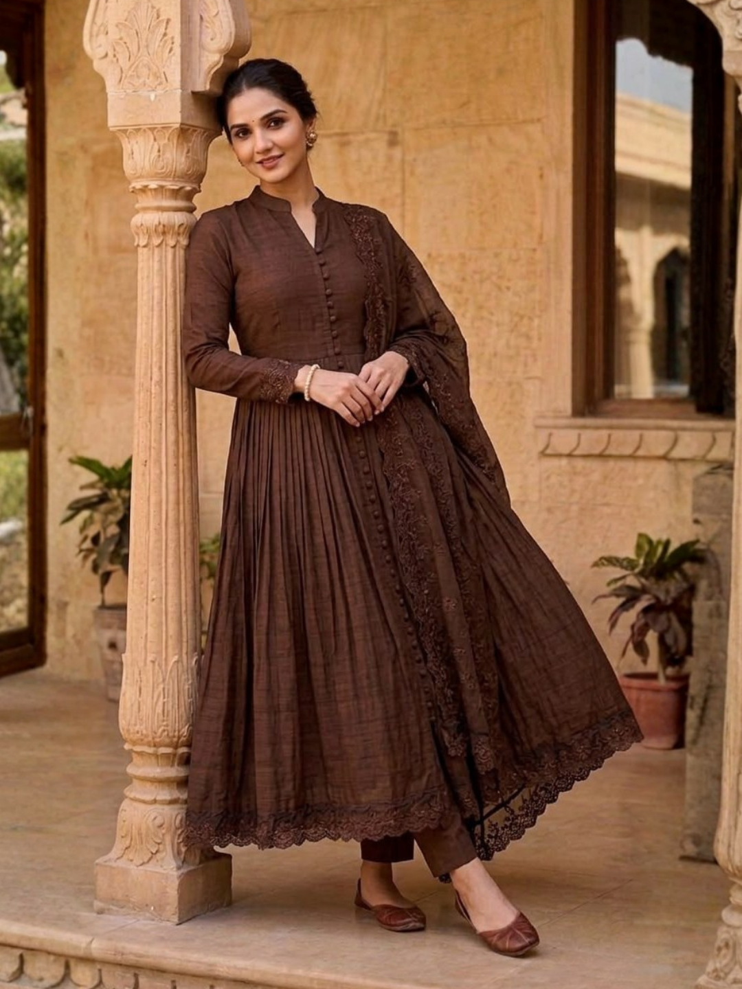 Classic Elegance in Roman Silk Dupatta Set