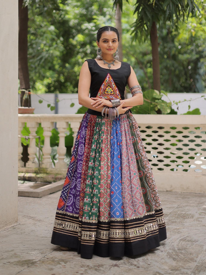Bandhani & Patola Panelled Navratri Lehenga