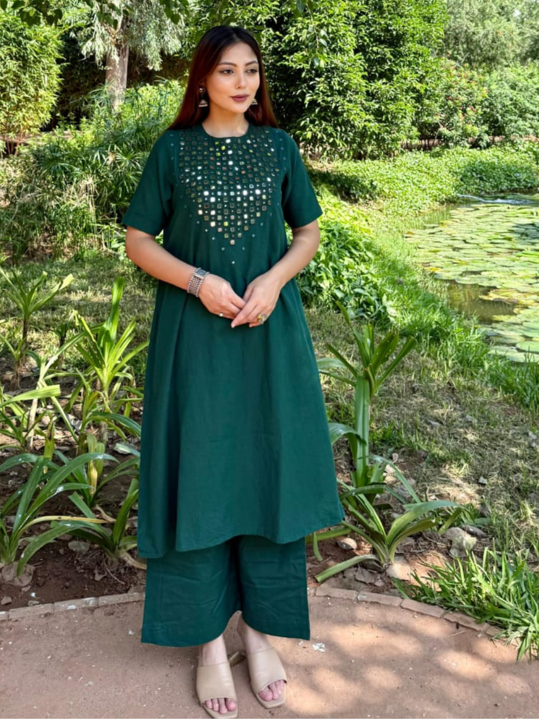Emerald Breeze Cotton Co-ord Set