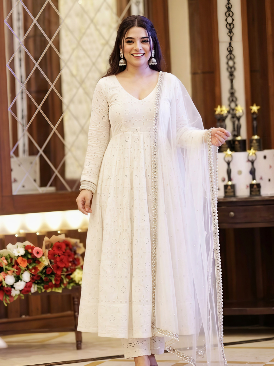 Timeless Schiffli Elegance in Khadi Cotton