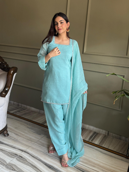 Soft Glam Crunchy Silk Salwar Suit with Diamond Work