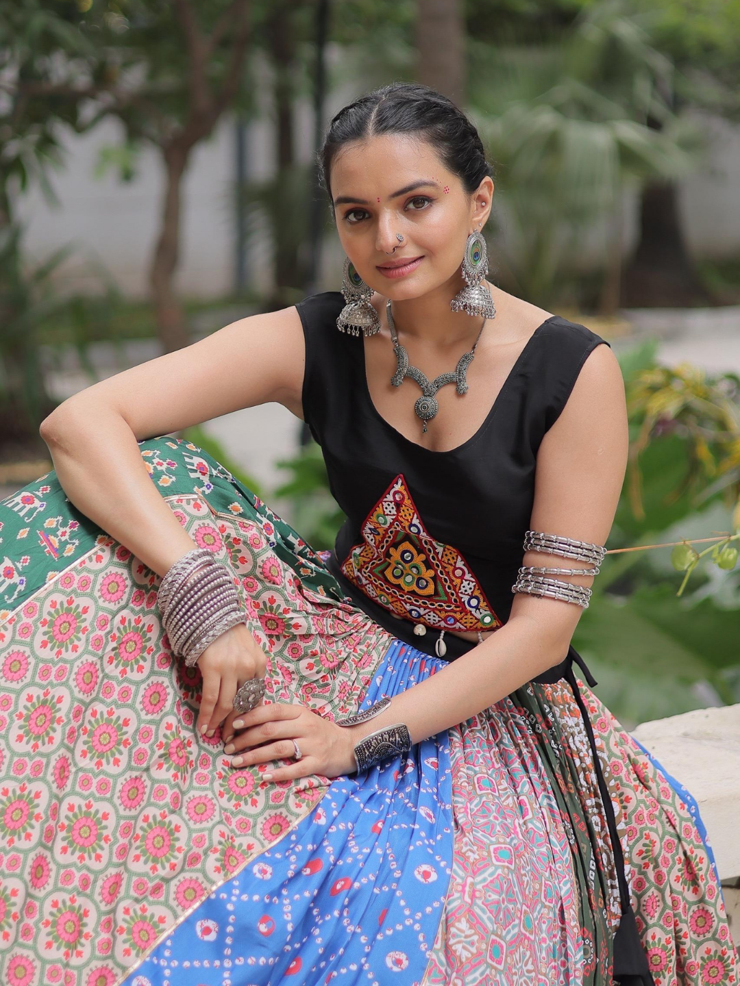 Bandhani & Patola Panelled Navratri Lehenga