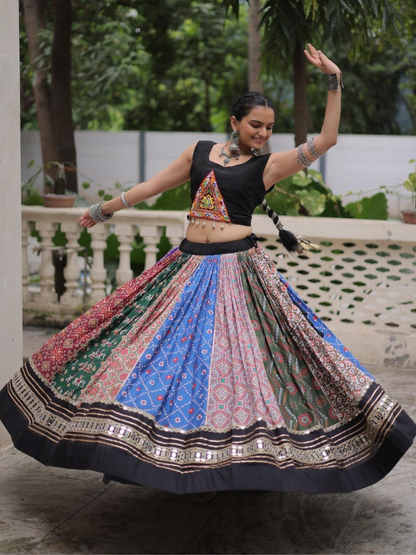 Bandhani & Patola Panelled Navratri Lehenga