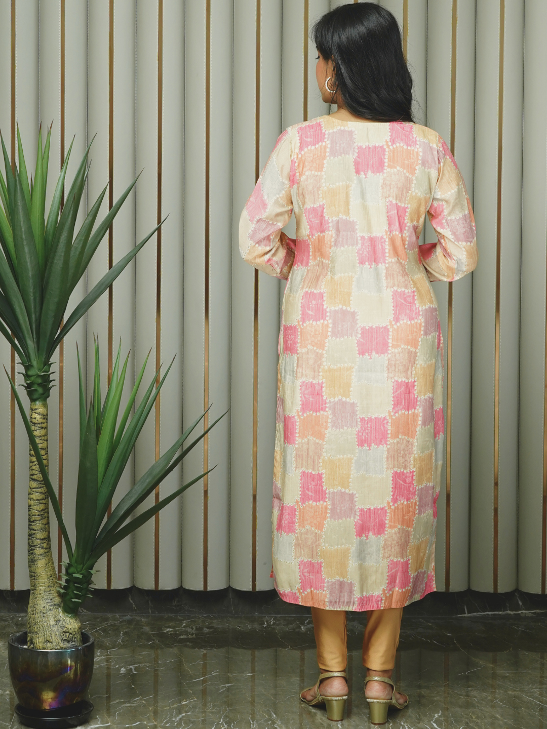 Multi Coloured Square Pattern Kurti