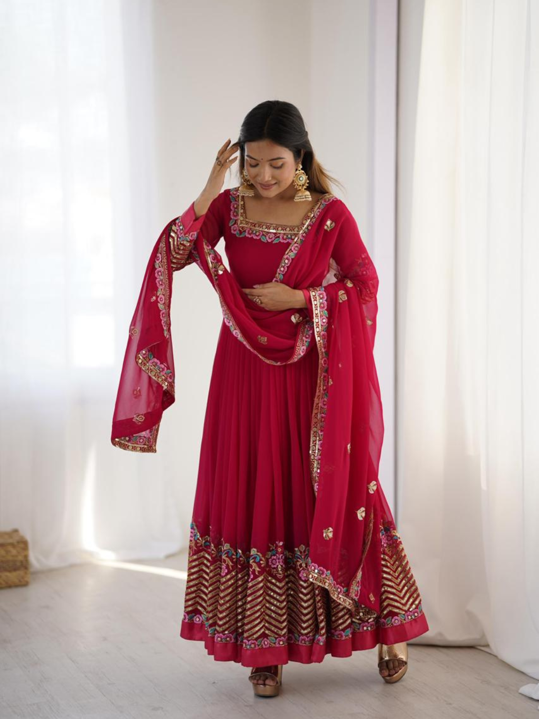 Elegant Festive Georgette Dupatta Set