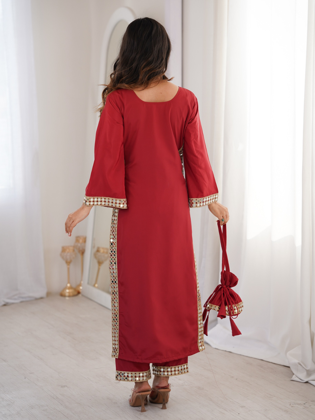 Radiant Mirror Work Crepe Co-ord