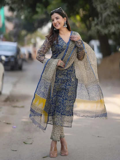 Timeless Blue Kota Doriya Suit Set