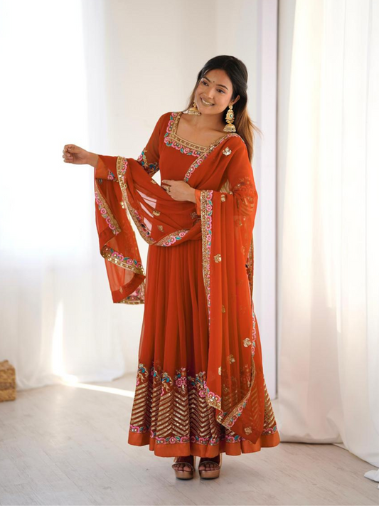 Elegant Festive Georgette Dupatta Set