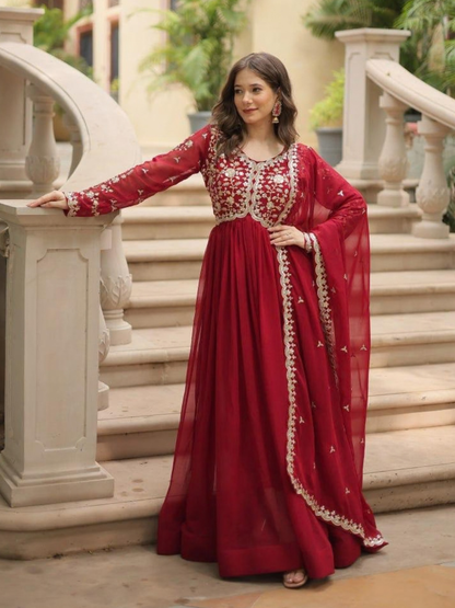 Majestic Maroon & Wine Gown Set