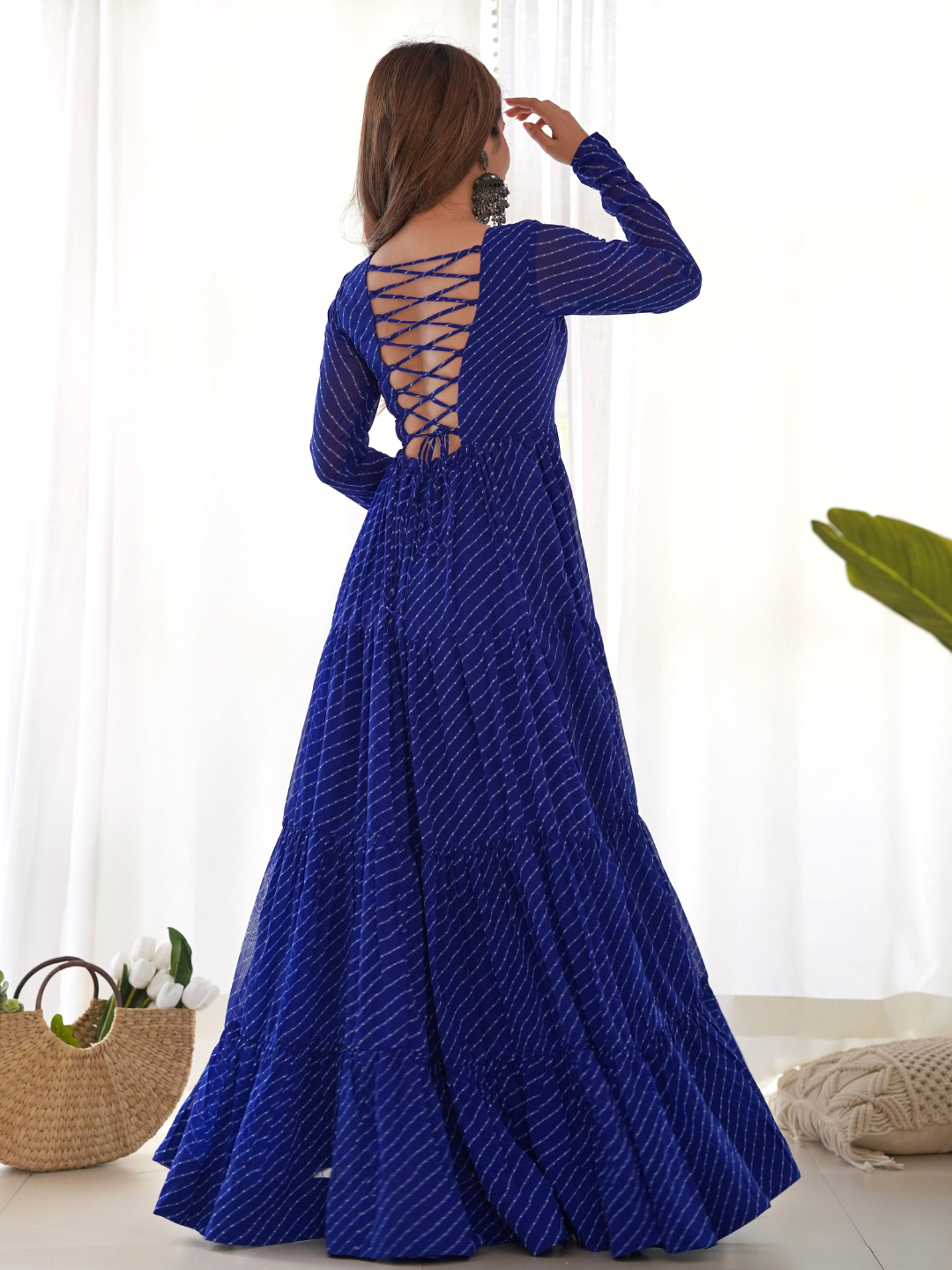 Leheriya Gown with Gamthi Patchwork