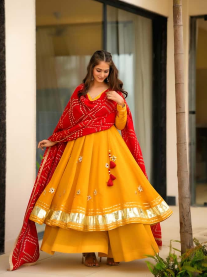 Bandhani Grace Chinon Anarkali Set