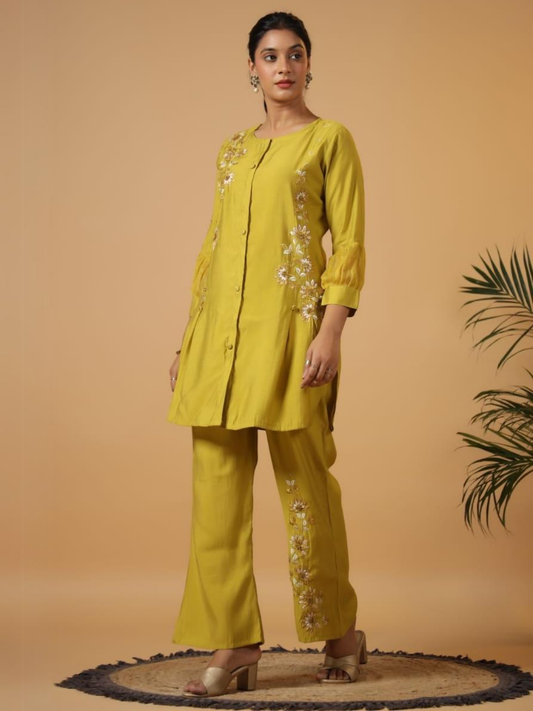 Mustard Muslin Co-Ord Set