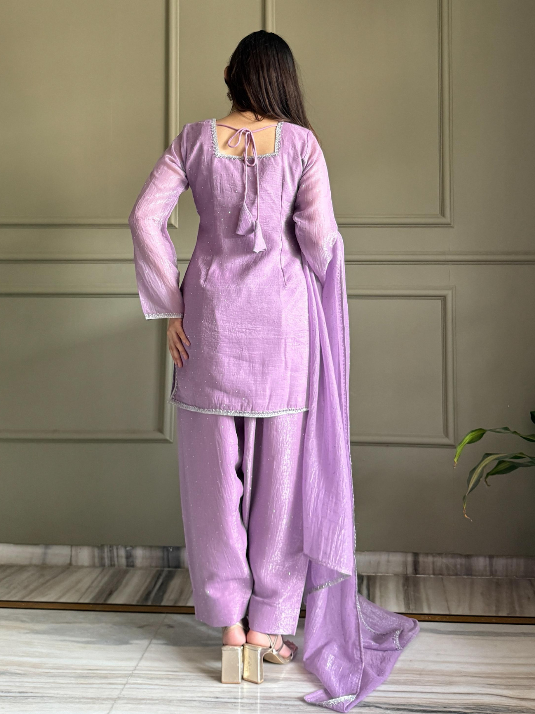 Soft Glam Crunchy Silk Salwar Suit with Diamond Work