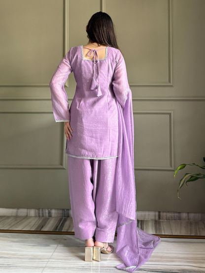 Soft Glam Crunchy Silk Salwar Suit with Diamond Work