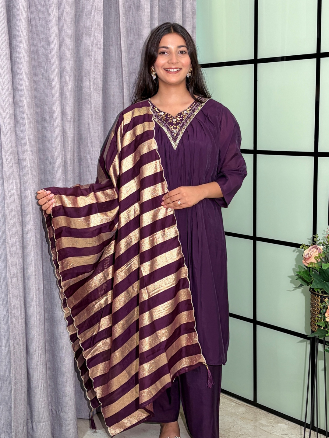 Mul Chanderi Kurta Set with Zari Dupatta