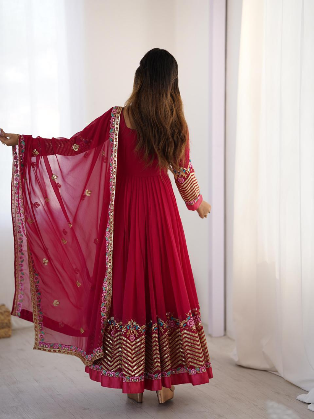 Elegant Festive Georgette Dupatta Set