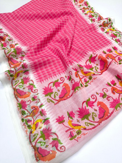 Rosé Heritage Digital Print Soft Linen Saree