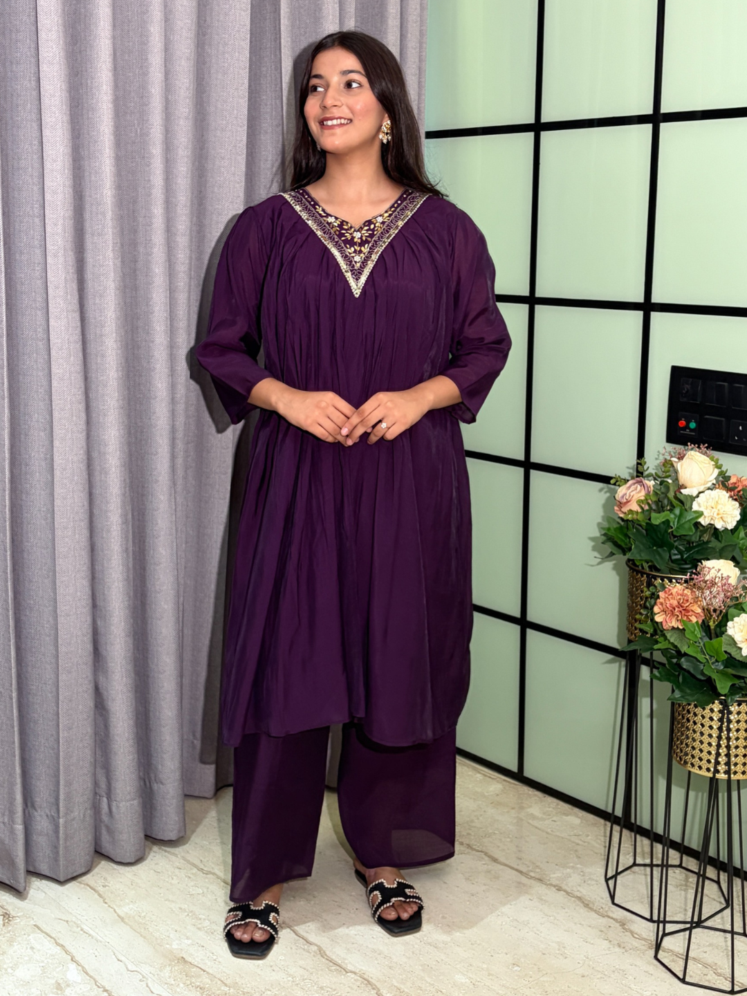 Mul Chanderi Kurta Set with Zari Dupatta