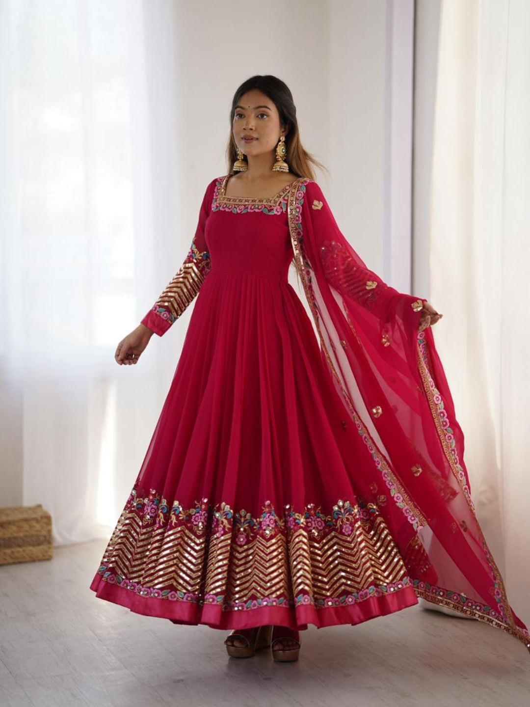 Elegant Festive Georgette Dupatta Set