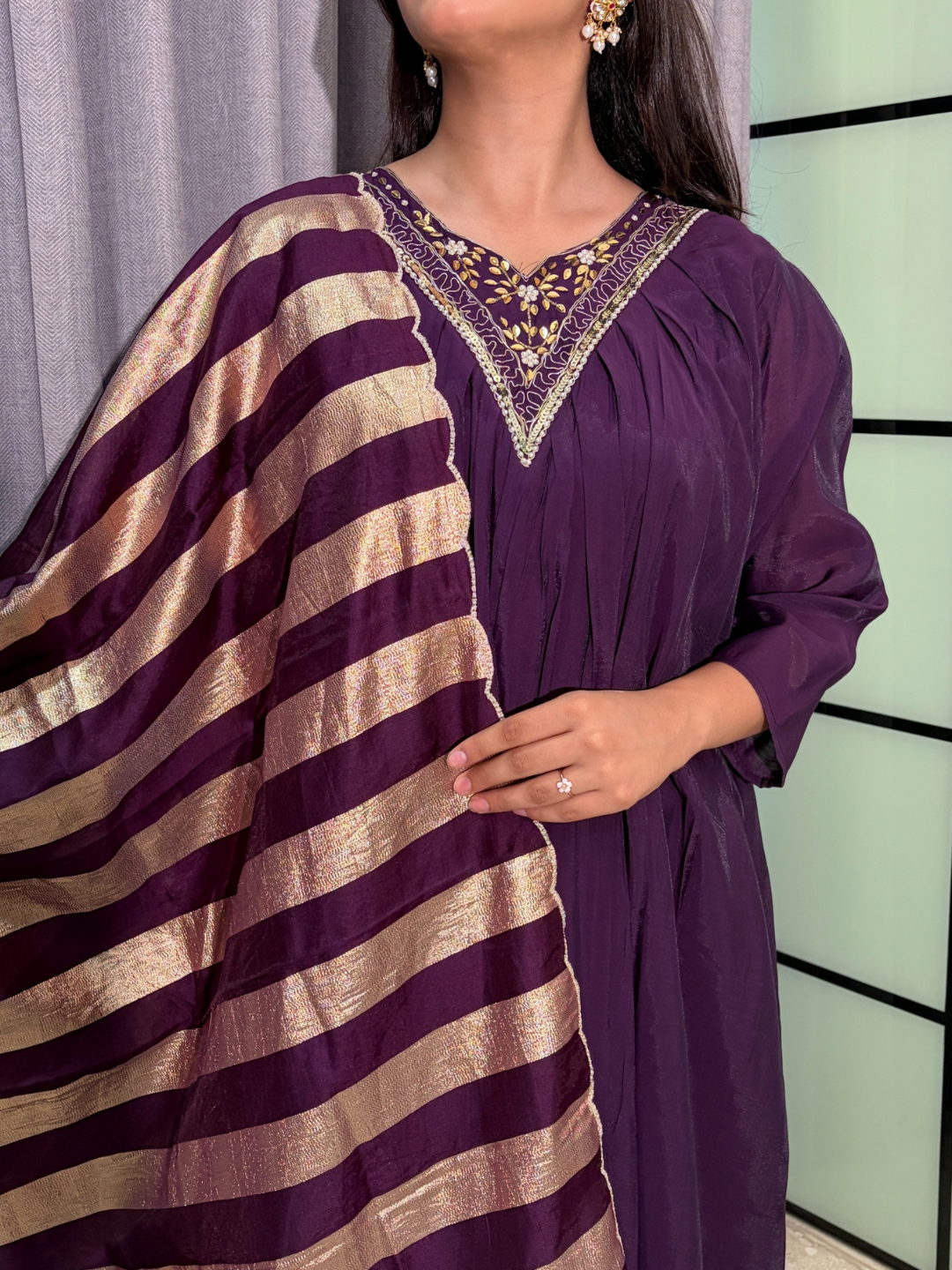 Mul Chanderi Kurta Set with Zari Dupatta