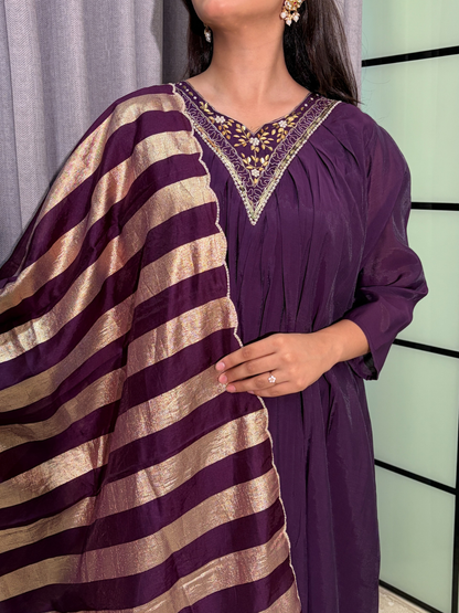 Mul Chanderi Kurta Set with Zari Dupatta