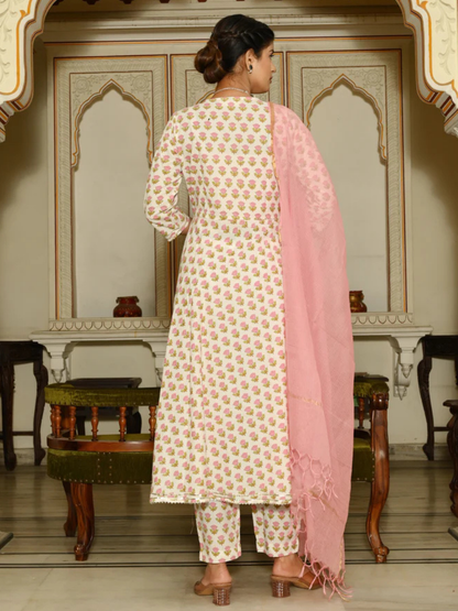 Blush Bloom Angrakha Cotton Set