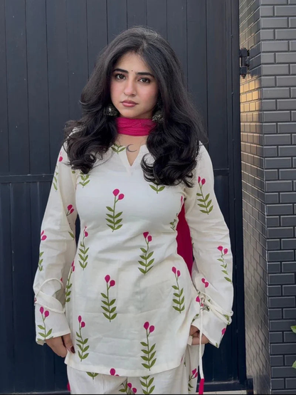 Petal Perfect Contemporary Cotton Suit Set