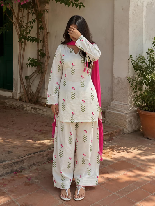 Petal Perfect Contemporary Cotton Suit Set