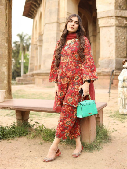Maroon Muse Cotton Dupatta Set