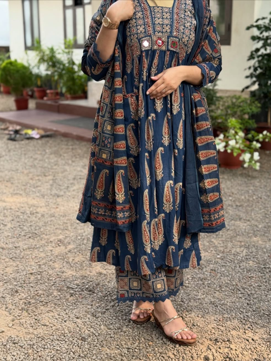 Heritage Bloom Jaipuri Cotton Dupatta Set