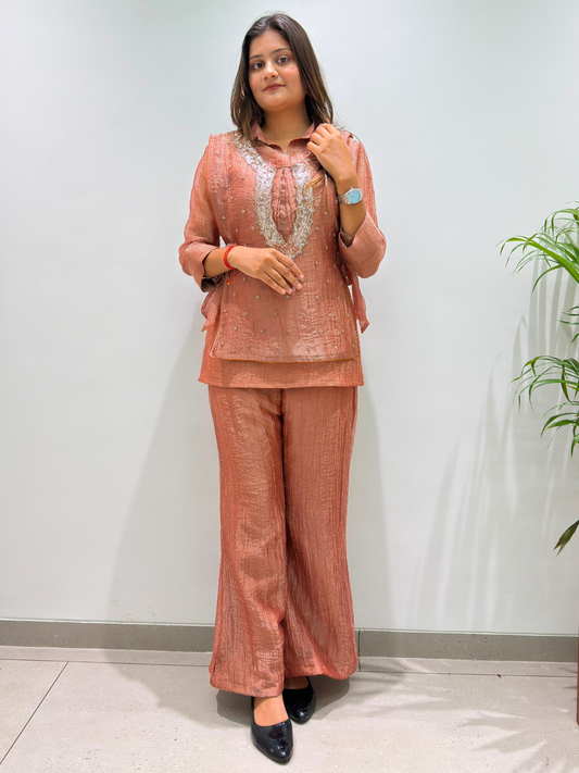 Chic Indo-Western Salsa Silk Co-Ord