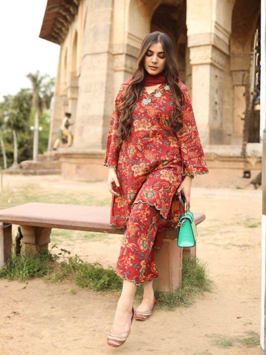 Maroon Muse Cotton Dupatta Set