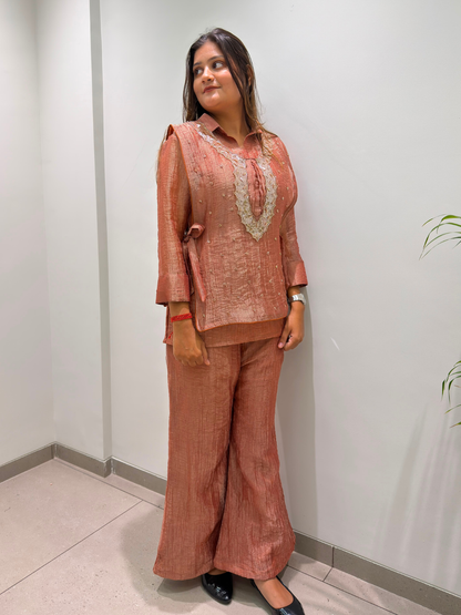 Chic Indo-Western Salsa Silk Co-Ord