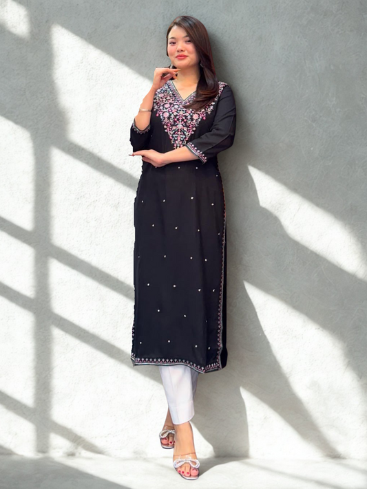 Luxe Banana Silk Kurti Set