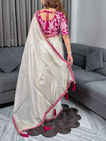 Satin Splendour Saree with Intricate Weaves