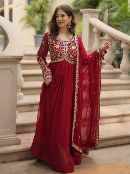Majestic Maroon & Wine Gown Set
