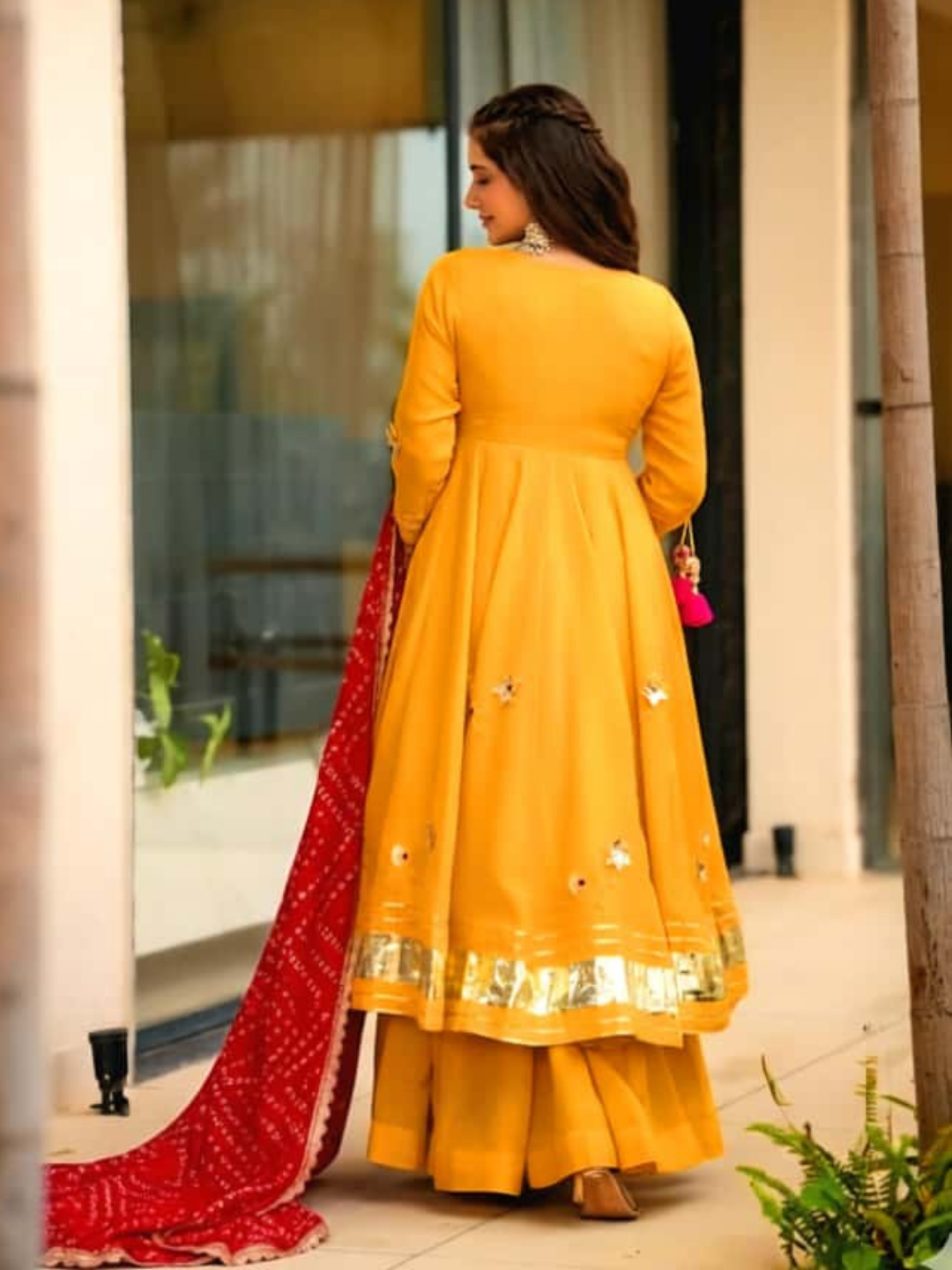Bandhani Grace Chinon Anarkali Set