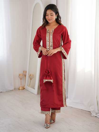 Radiant Mirror Work Crepe Co-ord