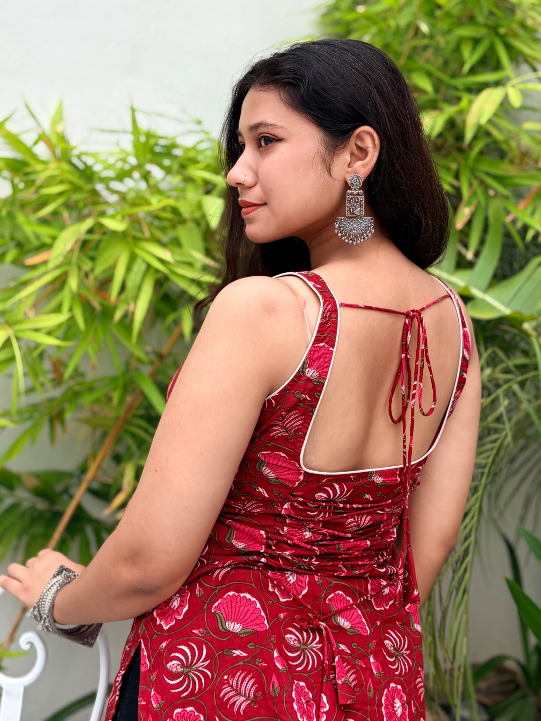Classic Jaipuri Print Red Corset Kurti