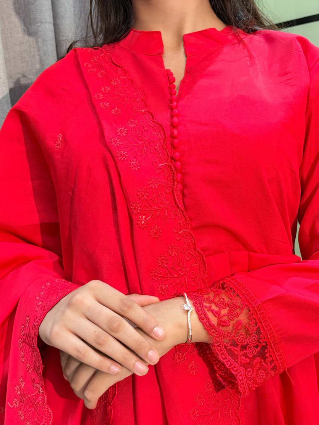Classic Elegance in Roman Silk Dupatta Set