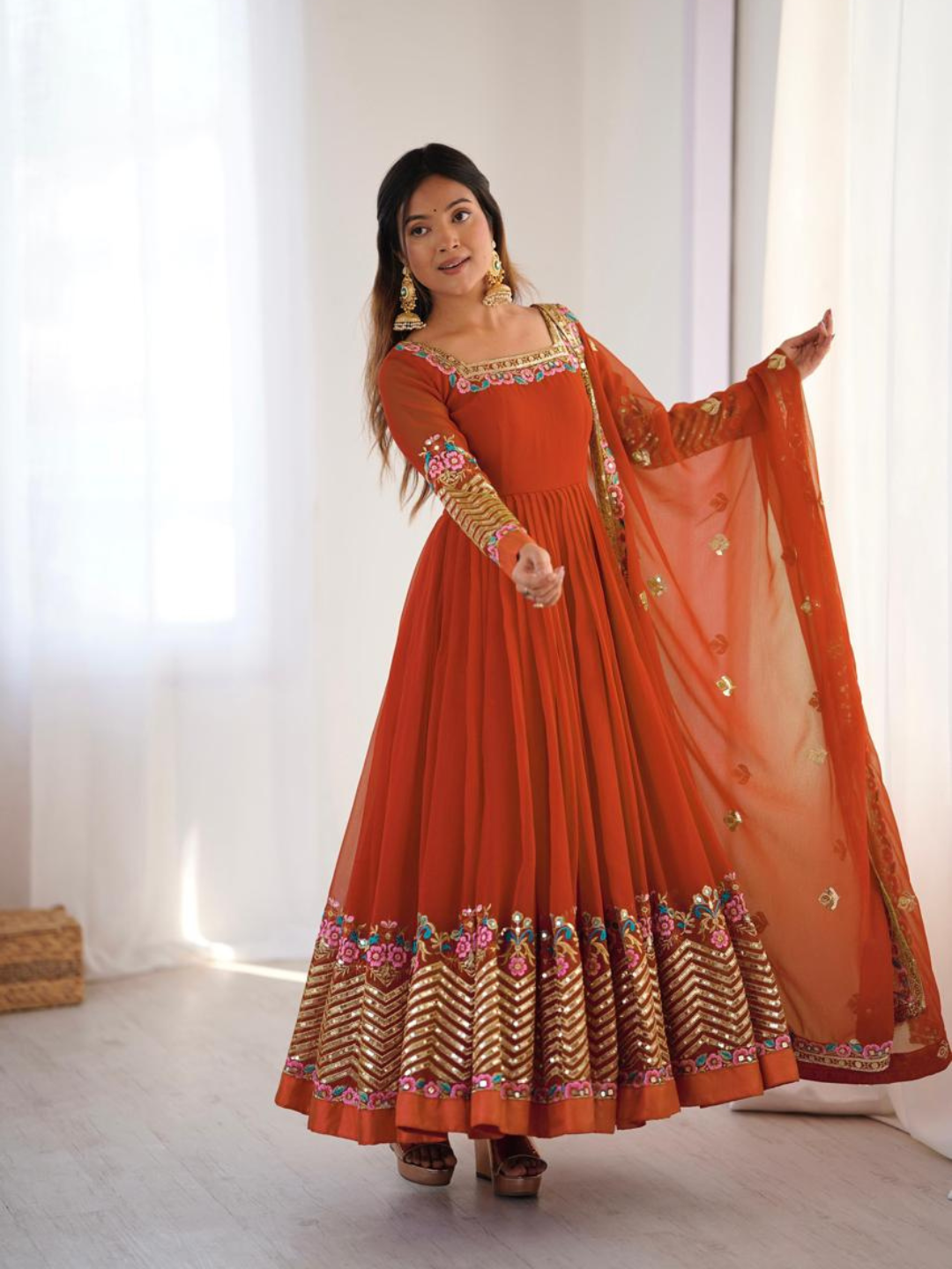 Elegant Festive Georgette Dupatta Set