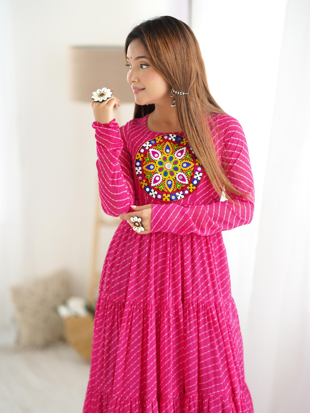 Leheriya Gown with Gamthi Patchwork