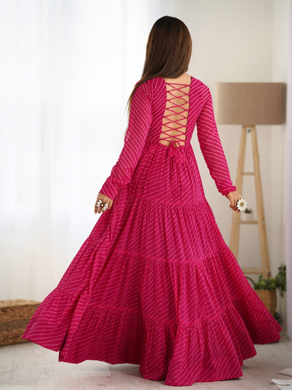 Leheriya Gown with Gamthi Patchwork