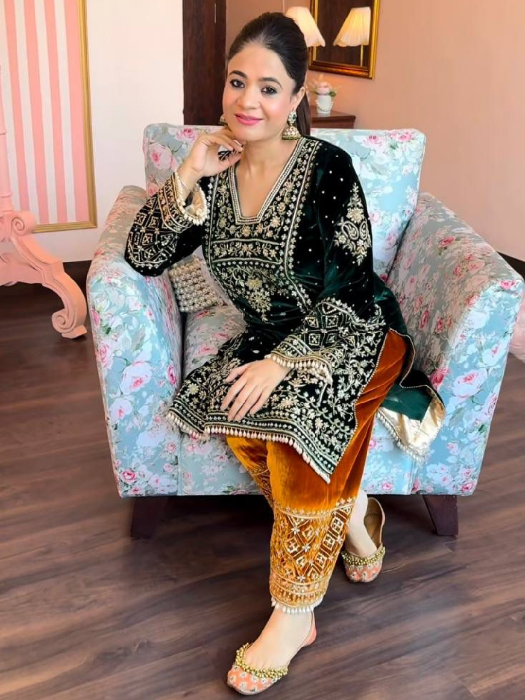 Emerald Velvet Suit Set