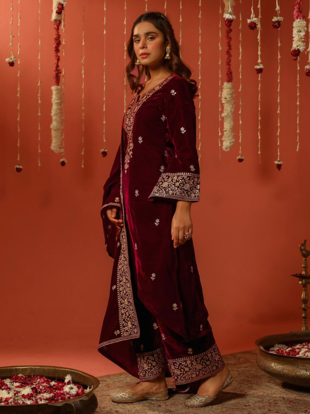 Luxe Velvet Embroidered Suit Set