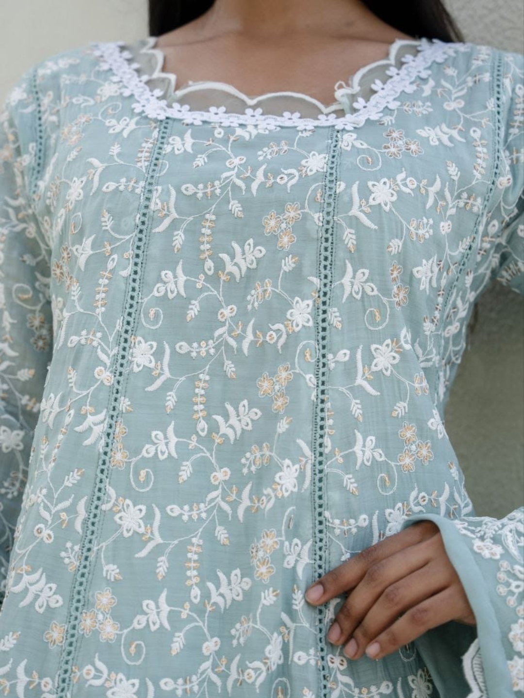 Embroidered Mul Cotton Classic Dupatta Set