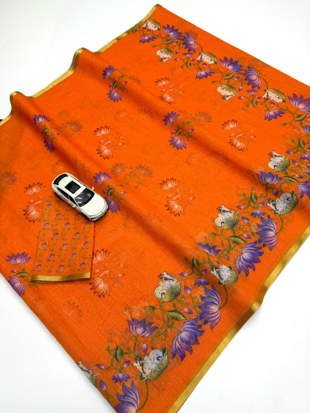 Pichwai Bloom Soft Linen Saree