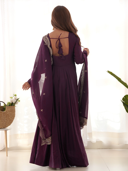 Designer Anarkali Gown with Exquisite Embroidered Dupatta