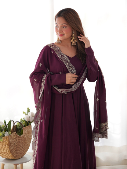 Designer Anarkali Gown with Exquisite Embroidered Dupatta